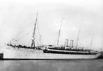 Kaiser Wilhelm ship docked at Ellis Island, New York in the early 1900's